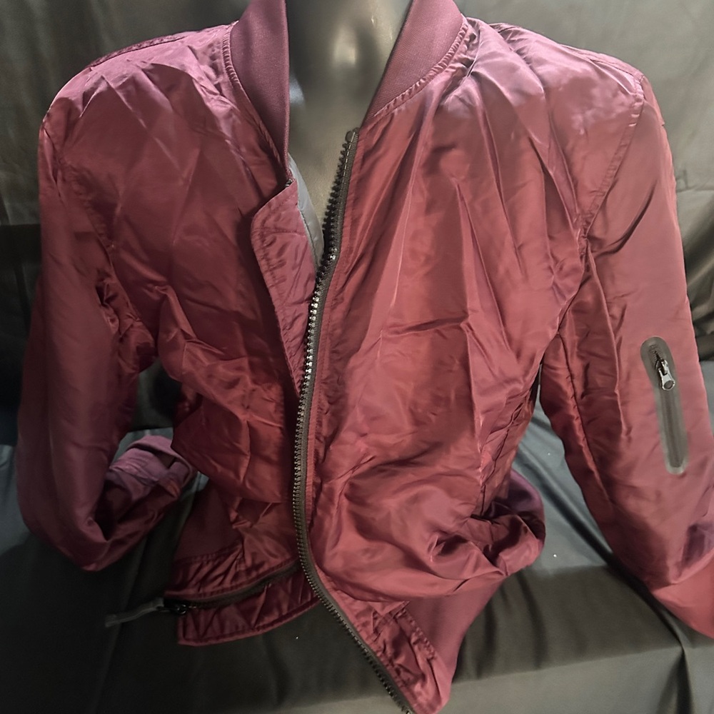 Men’s Burgundy Bomber Jacket-red camel-size large-#499